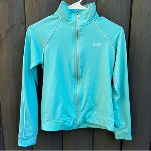 BCBG Max Azria aqua turquoise zipup sweatshirt size small